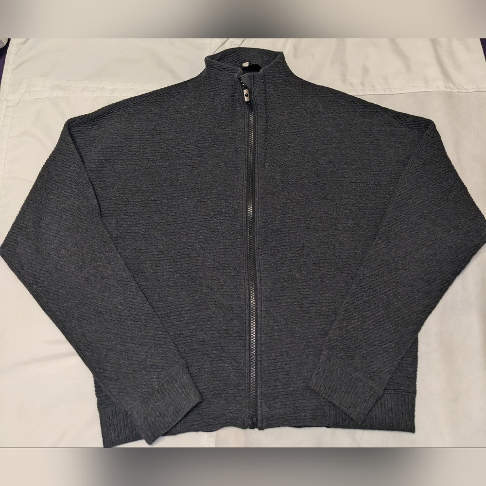 Lululemon Athletica Easy Going Women's Full Zip Textured Heathered Black Jacket